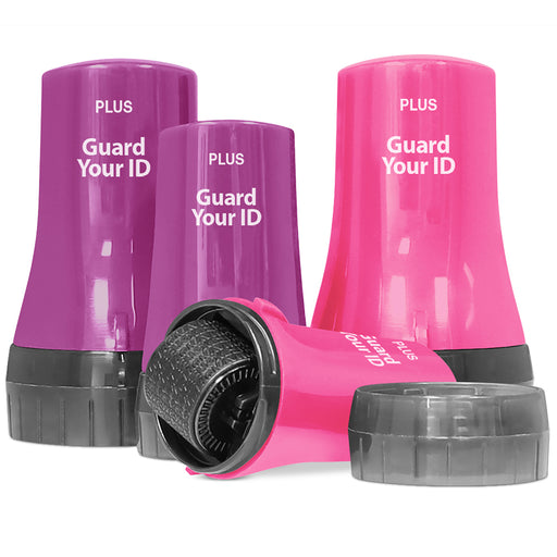 Guard Your ID Advanced Roller 4-Pack – Mixed Colors Purple & Pink – Privacy Stamp Roller Set

