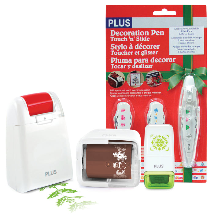 PLUS Deco Holiday Craft Kit – Includes 2 Deco Rollers, 1 Mini Deco Roller & 3 Decorative Tapes (Festive Patterns)