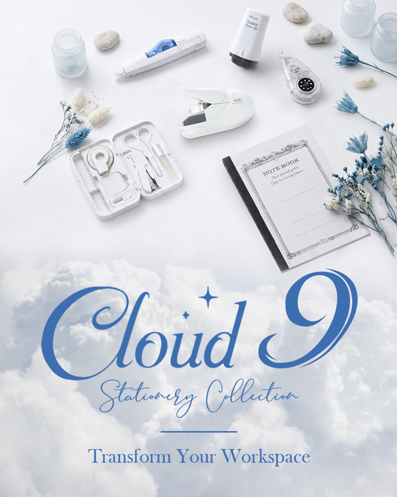 PLUS Cloud 9 Stationery Collection: transform your workspace with light, cloud-themed office tools, including a Guard Your ID roller, correction tape, staple-free stapler and notebook. Shop the Cloud 9 collection.