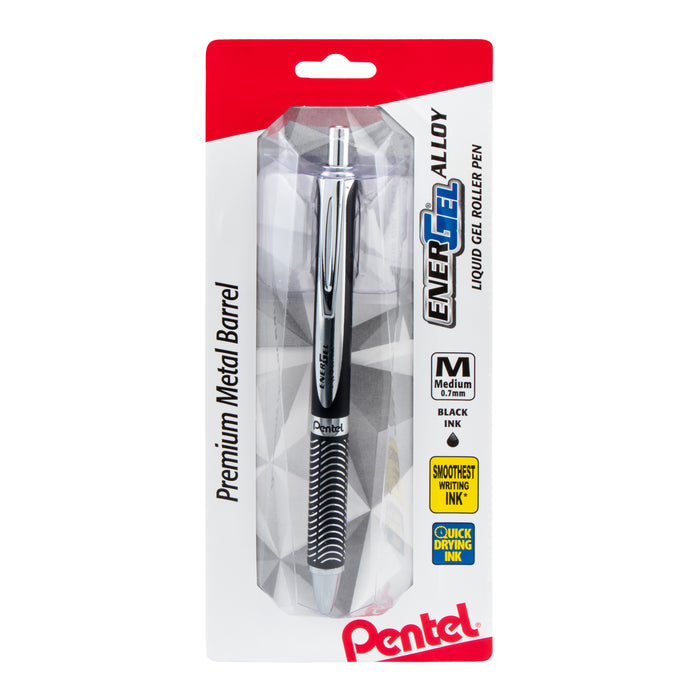 Pentel EnerGel Alloy RT (0.7mm) Med., Black Ink (MIX COLOR 6-Pack)
