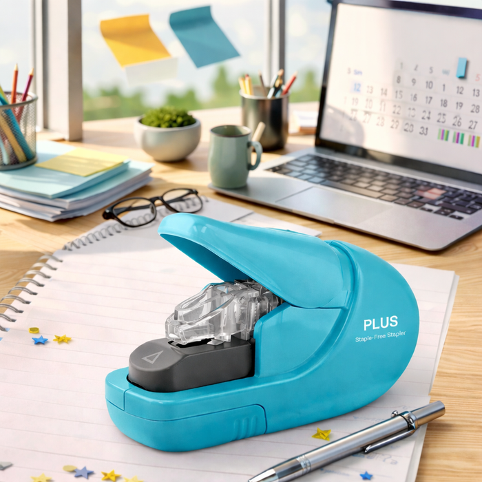 PLUS Paper Clinch Staple-Free Stapler | Eco-Friendly No-Staple Paper Fastener (Up to 5 Sheets)