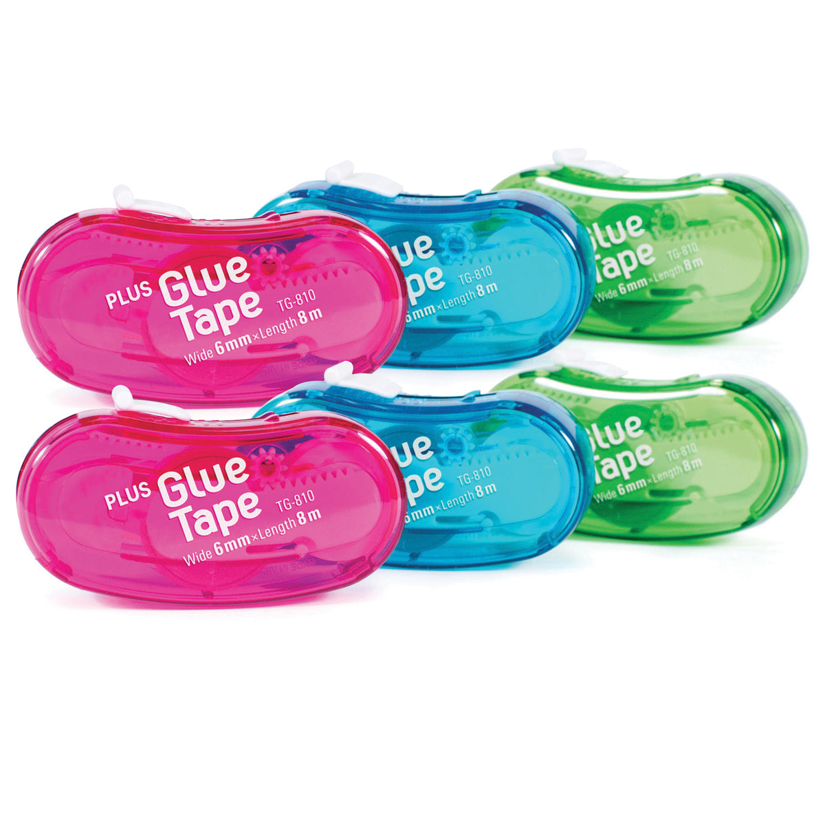 PLUS TG‑810 “The Bean” Permanent Glue Tape – 6 Pack — PLUS