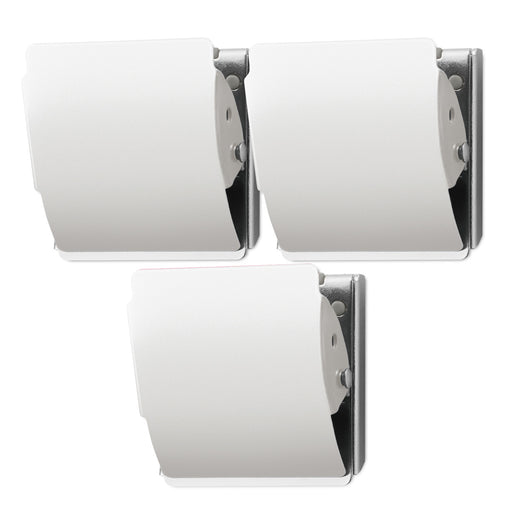 Three PLUS Large Extra Strong Magnet rubber-coated white clips